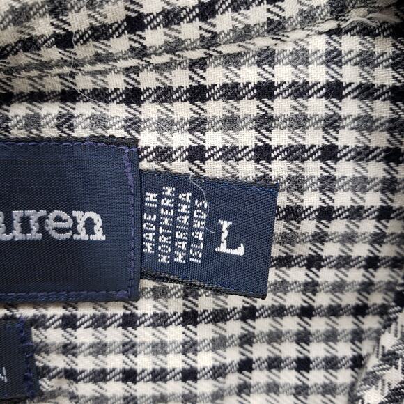 Ralph Lauren Men's Black Gray 100%Cotton Blaire Long Sleeve Shirt Size Large - Picture 9 of 14